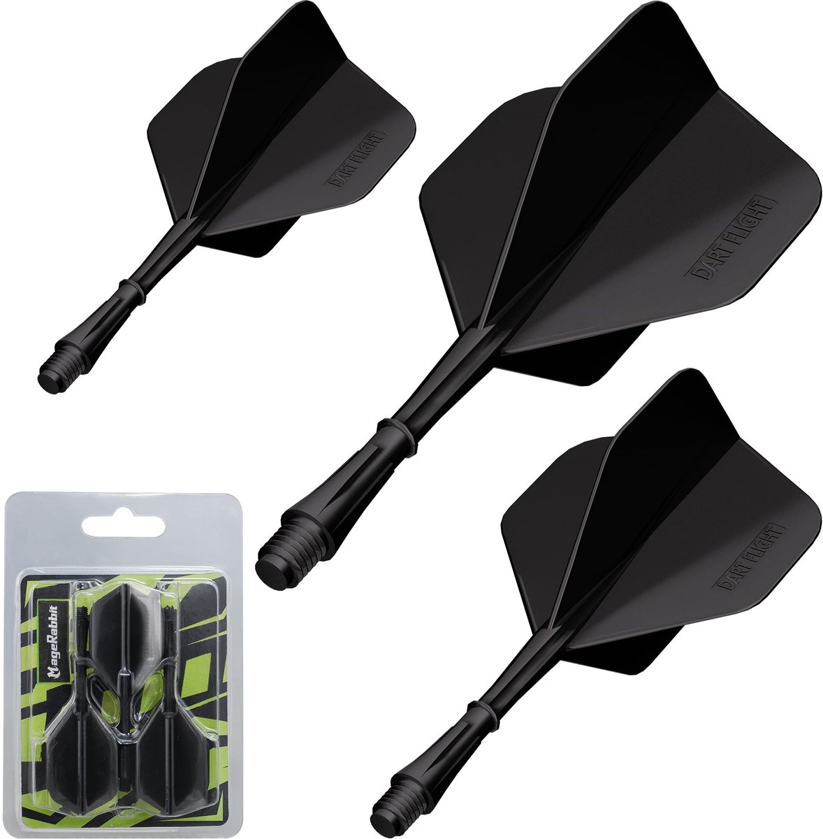 Darts Accessoires Set - 3 Darts Flights en Schachten - Zwart