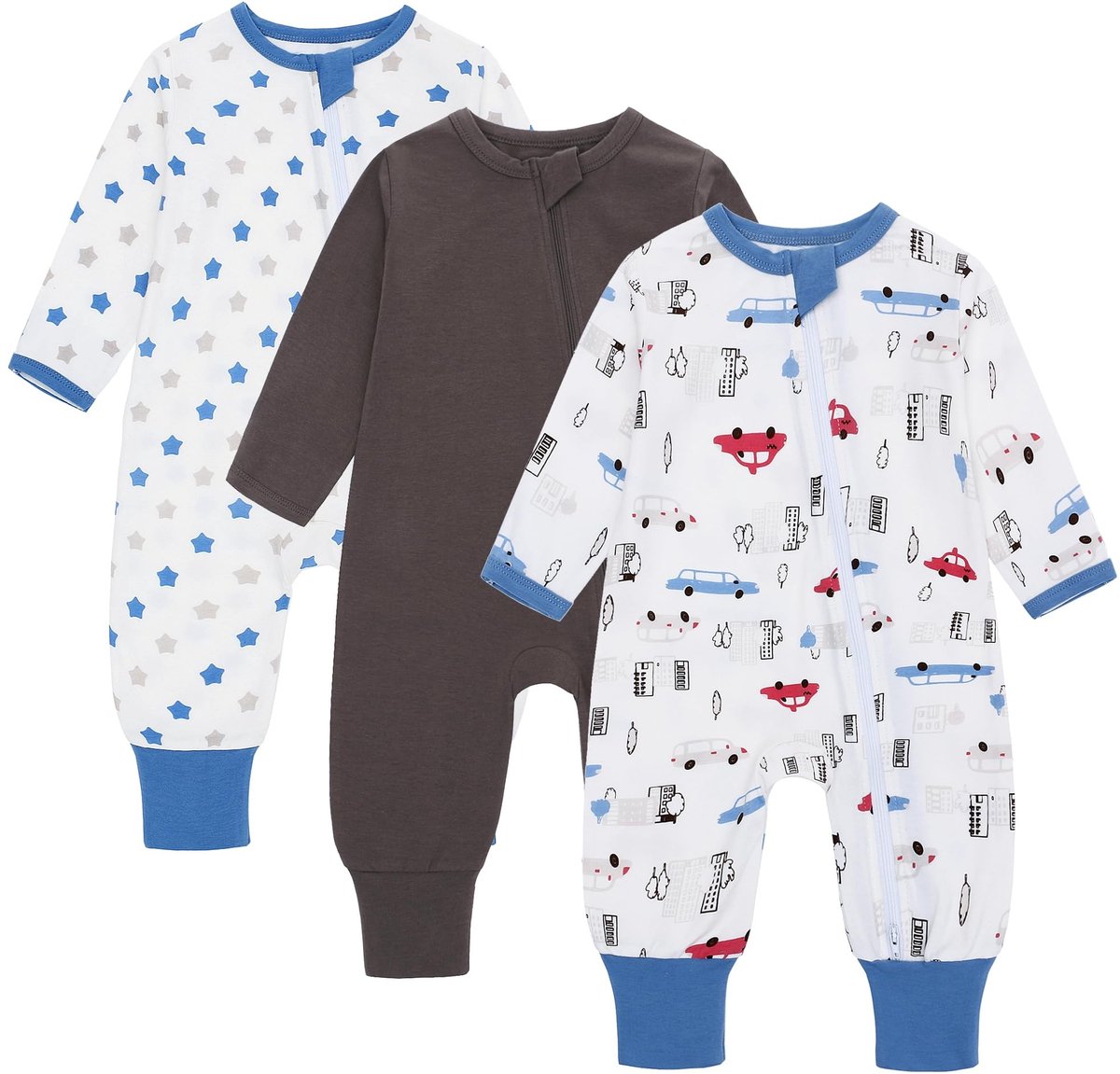 Slapend zakken 3-pack - 0.5 tog met voeten en mouwen - Blauw