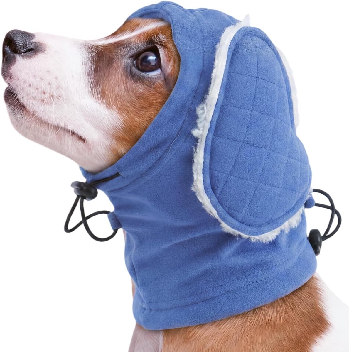 Hondenoorbeschermers voor geluidsbescherming - kalmerende hoodie voor angstverlichting, anti-kras ooromslag voor verzorging, föhnen en vuurwerkbescherming (blauw, S)