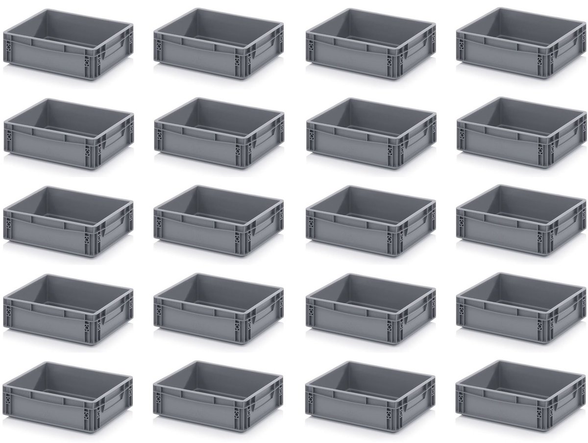 Eurocontainer Eurobox 40 x 30 x 12 cm - Zilvergrijs - 20 stuks