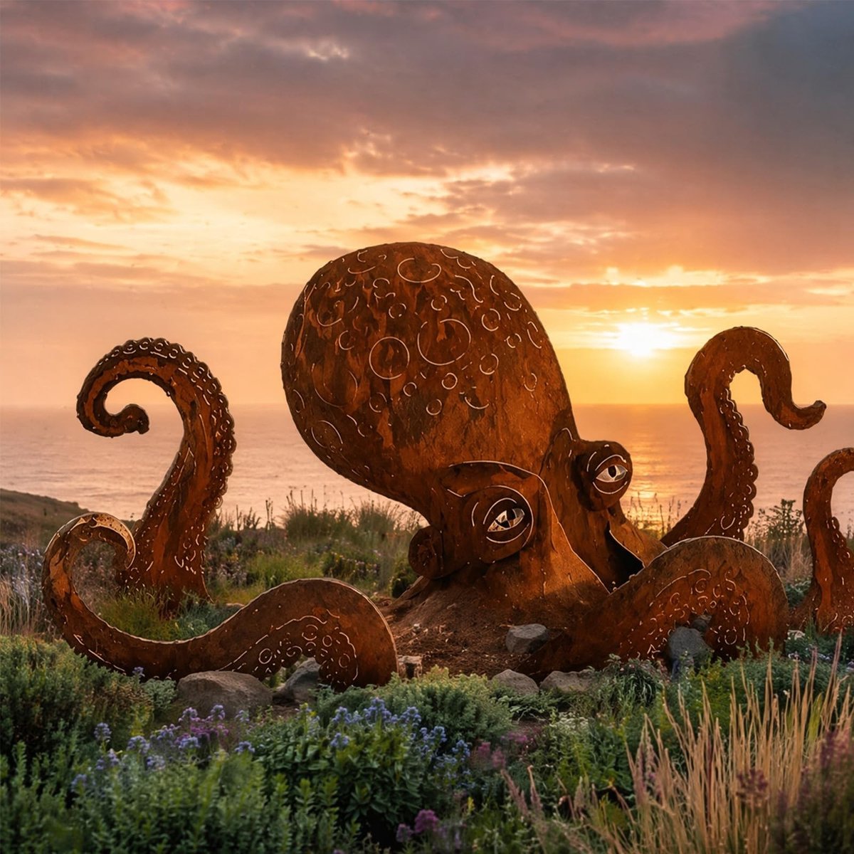 Tuinsculptuur Octopus - Weerbestendige Metalen Decoratie