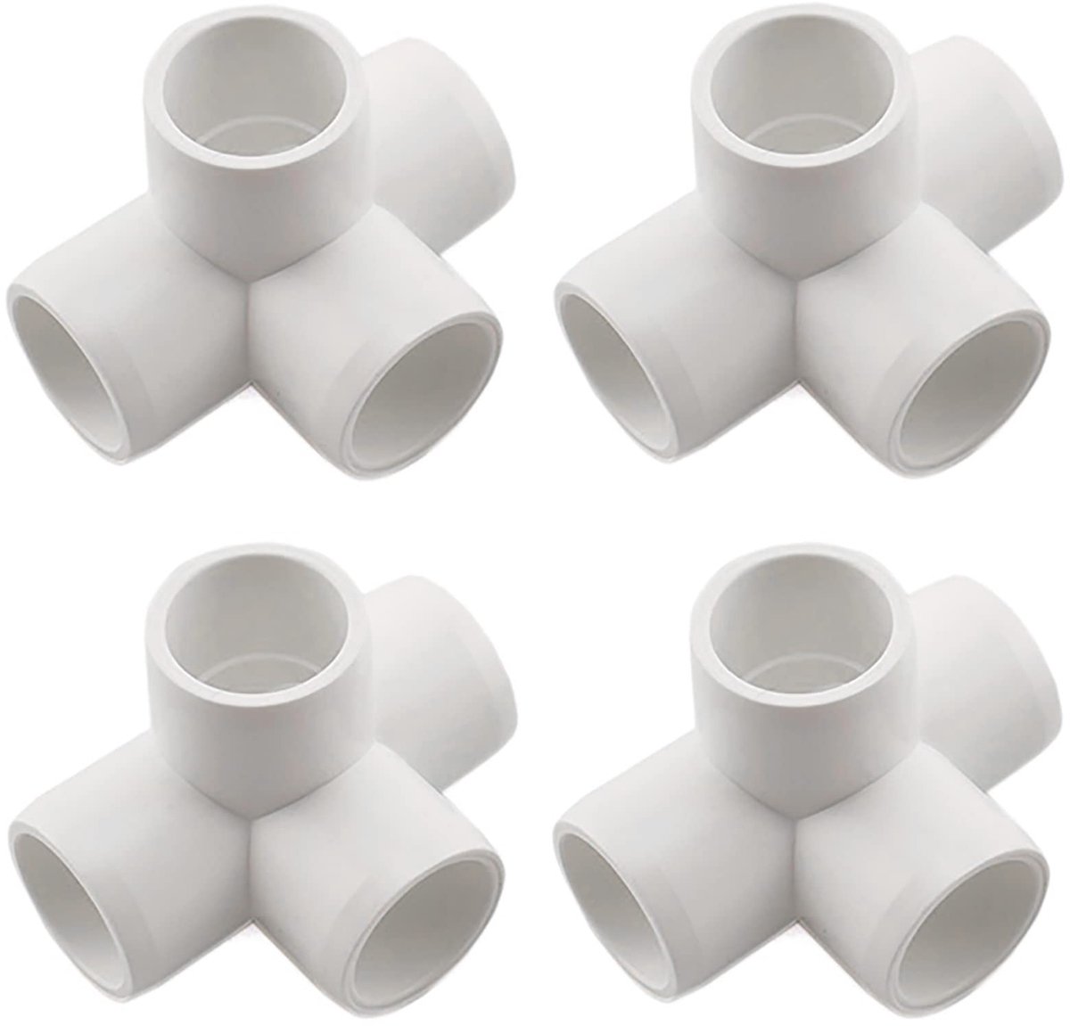 6 Stuks 1/2" 4-Weg PVC Pipe Fittings - Elbow Connector voor DIY Projecten