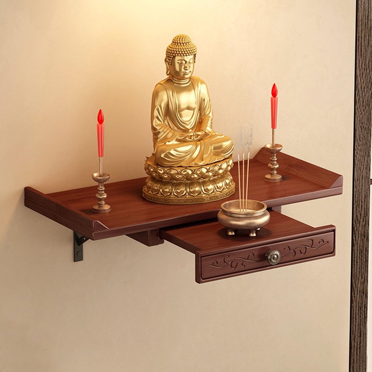 Wandaltaartafel voor Boeddhabeelden - 60x25x10 cm