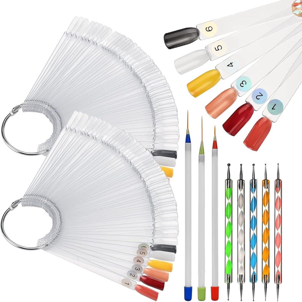 100 Stuks Transparante Nageldisplay Tips met Metalen Ring voor Nagelkunst en Oefeningen in de Salon - Ideaal voor Presentatie en Ontwerp