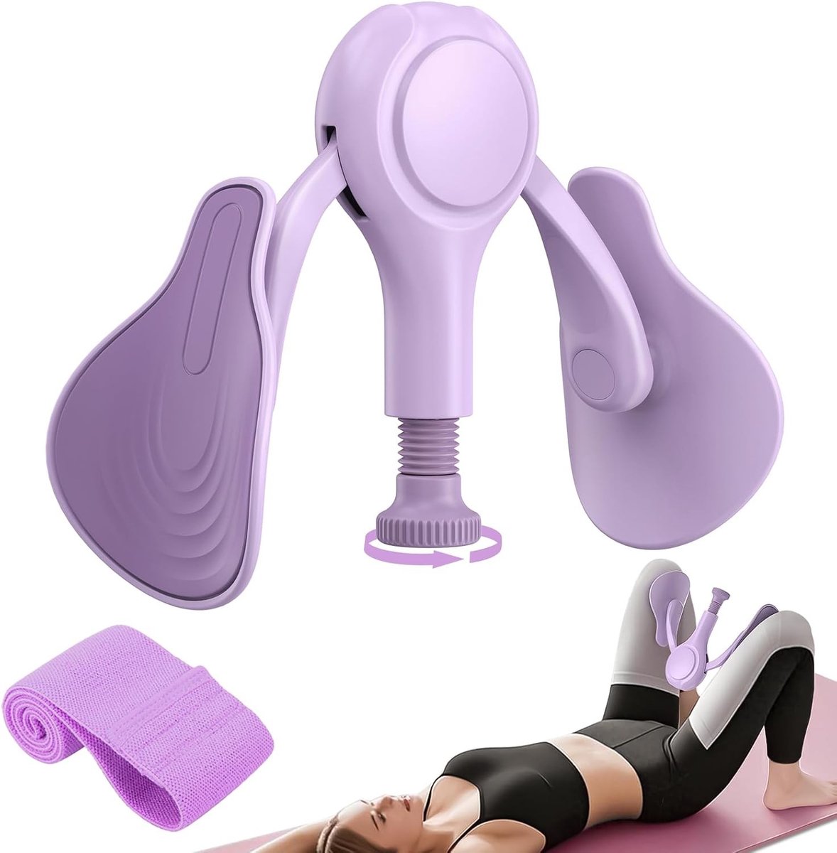 Elastische buikspiertrainer - Paars - Maat 1 - Verstelbare bekkenbodem- en dijspiertrainer - Voor mannen en vrouwen