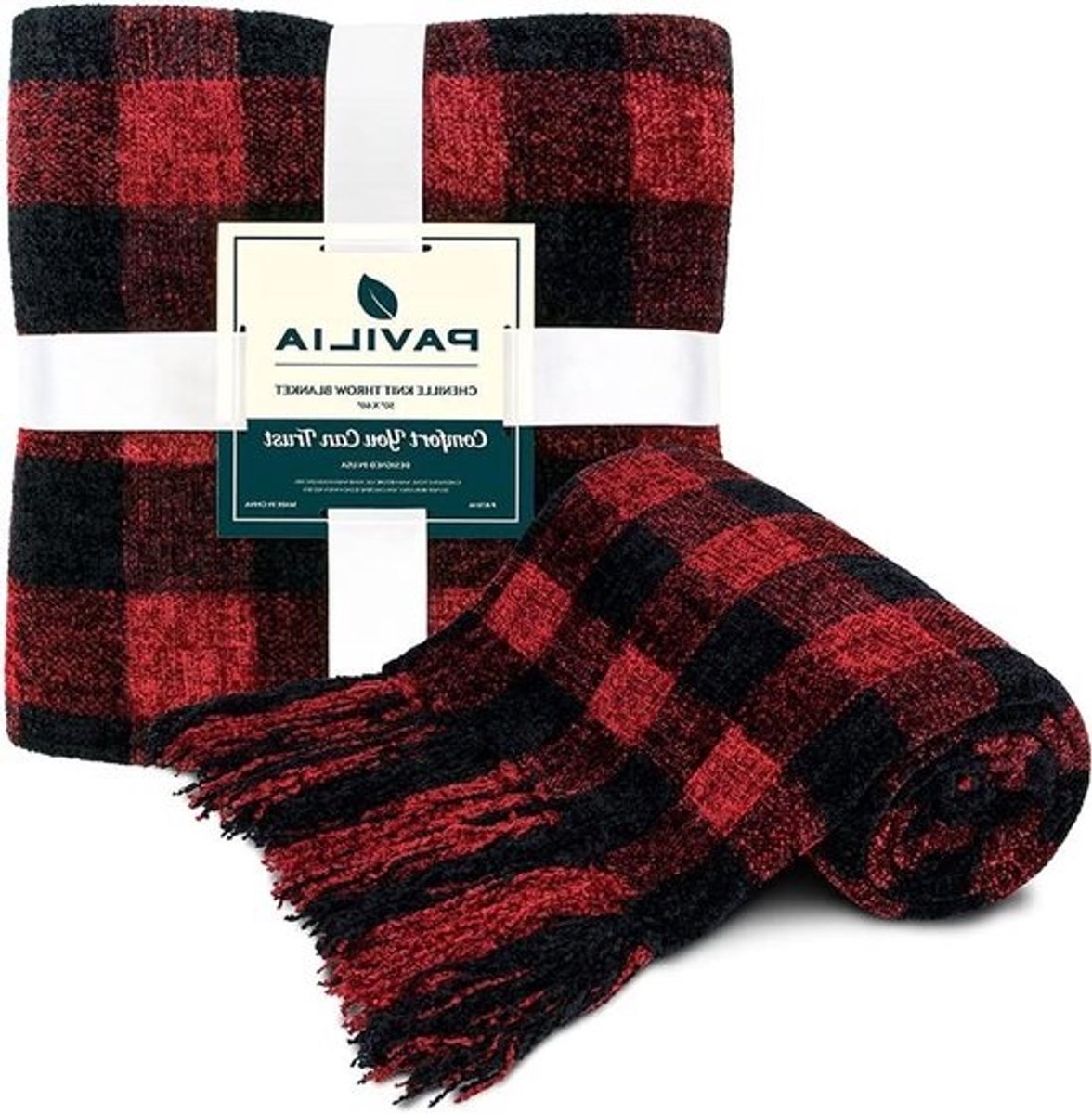 Chenille Plaid Deken - Gebreide Plaid Franje Deken - Woonkamer Decoratie - Fluweelachtige Textuur - 50 x 60 Inch - Blauw