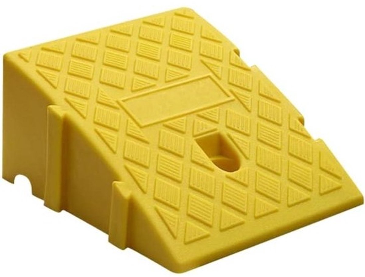 Stoeprand Oprijplaat - Helling Hellingsbaan - Toegang Verbeteren - Antislip Oppervlak - 13 cm Hoog - Geel