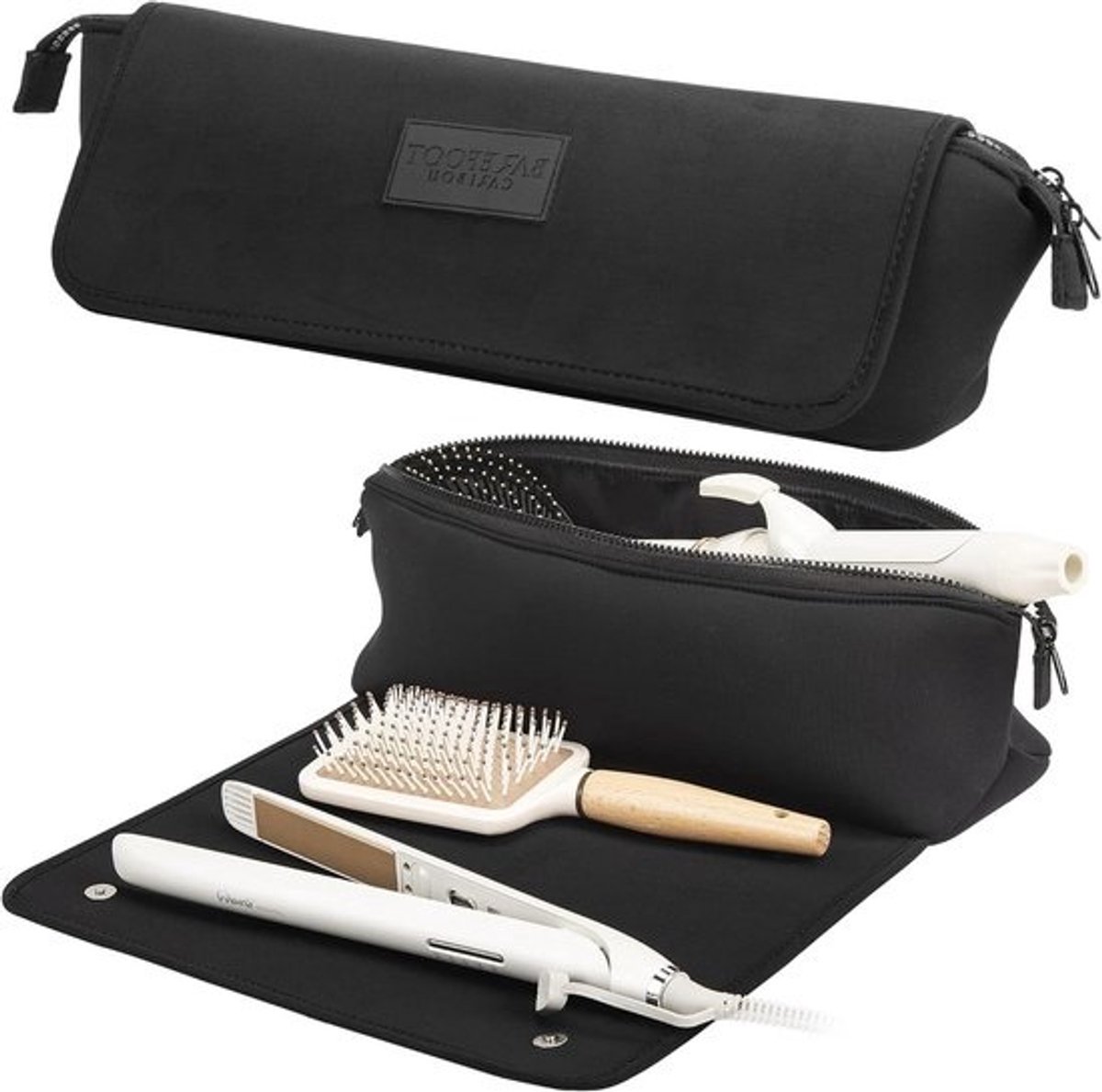 Reistas Haargereedschap - Styling Tool Tas - Hete Tools Beschermen - Hittebestendige Mat - 35.5 x 10.5 cm - Zwart