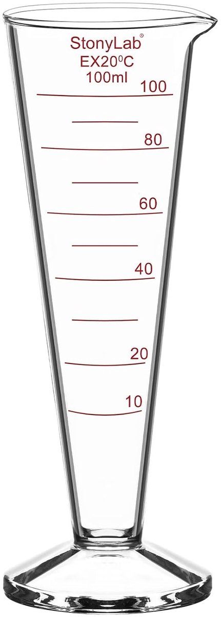 Gegradueerde Maatcilinder - Doorzichtig - 100 ml - Borosilicaat Glas met Brede Mond en Giettuit - Voor Laboratoria en Huishoudens