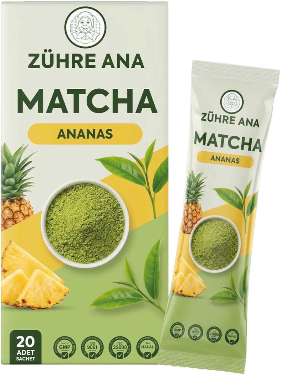 Zühre Ana Matcha Ananas – Groene Thee met Ananas – 20 Sachets x 8 g – 160 g – Voor Water of Yoghurt