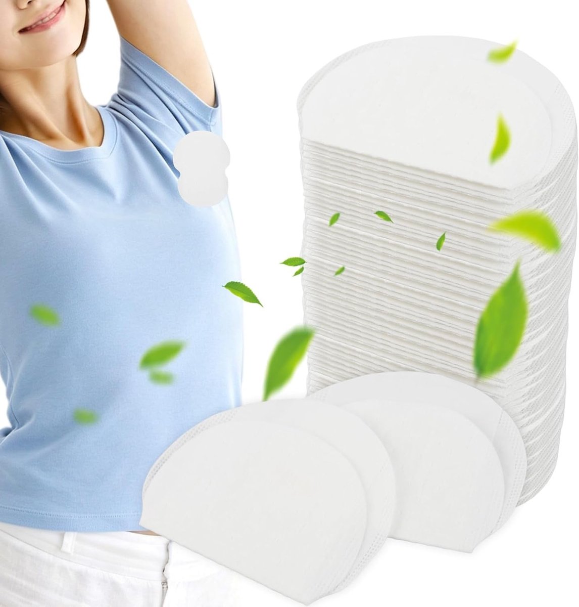 100 stuks zelfklevende okselpads voor dames en heren, onzichtbare zweetpads, wegwerp anti-zweetoplossing voor overhemden en T-shirts, huidvriendelijk en ademend