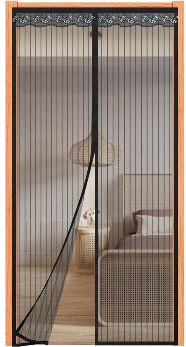 Magnetische Vliegendeur - Insectenhor Deur Hor Deur - Insecten Buiten Houden - Automatische Sluiting - 200x250cm - Zwart