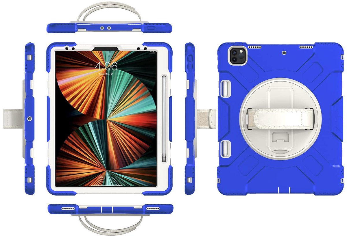 iPad Case met Schermbeschermer - 360° Rotatie en Kickstand - Blauw