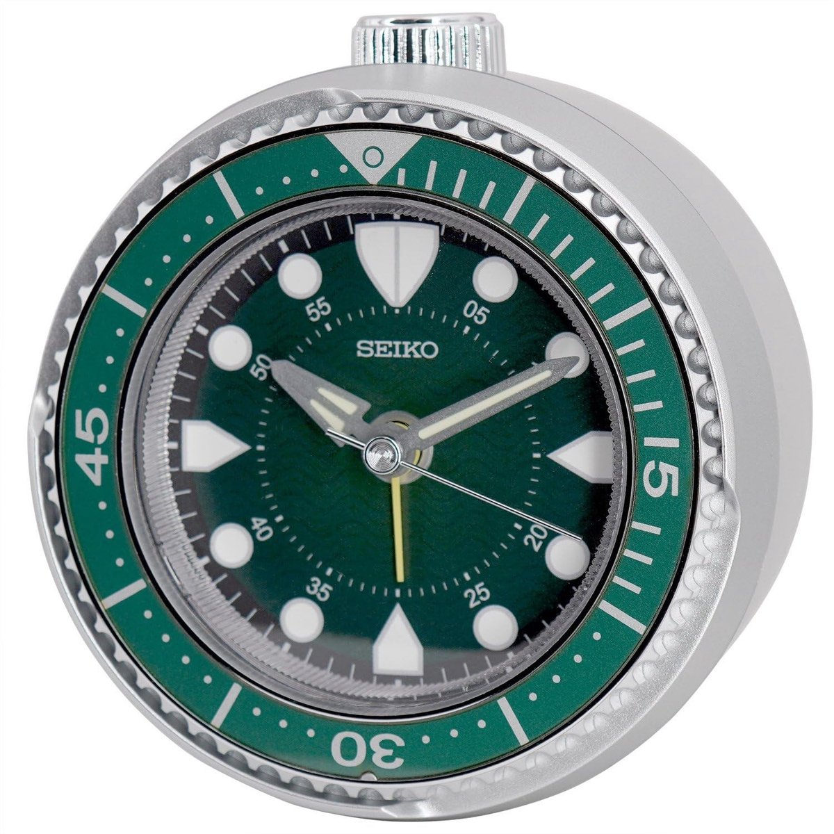 Analoge Klok met Alarm - Zilver-Groen