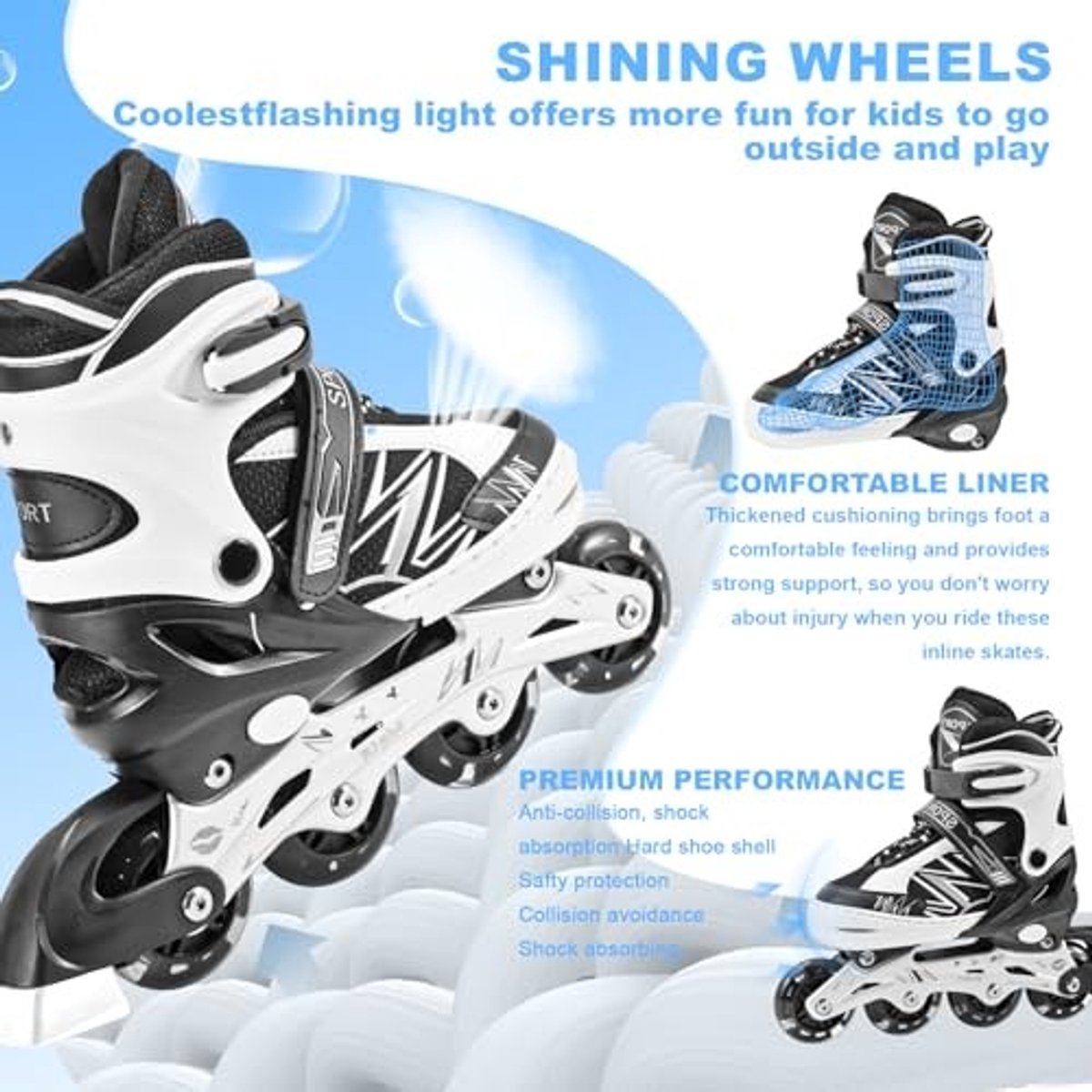 Verstelbare Inline Skates voor Jongens en Meisjes - Zwart en Paars