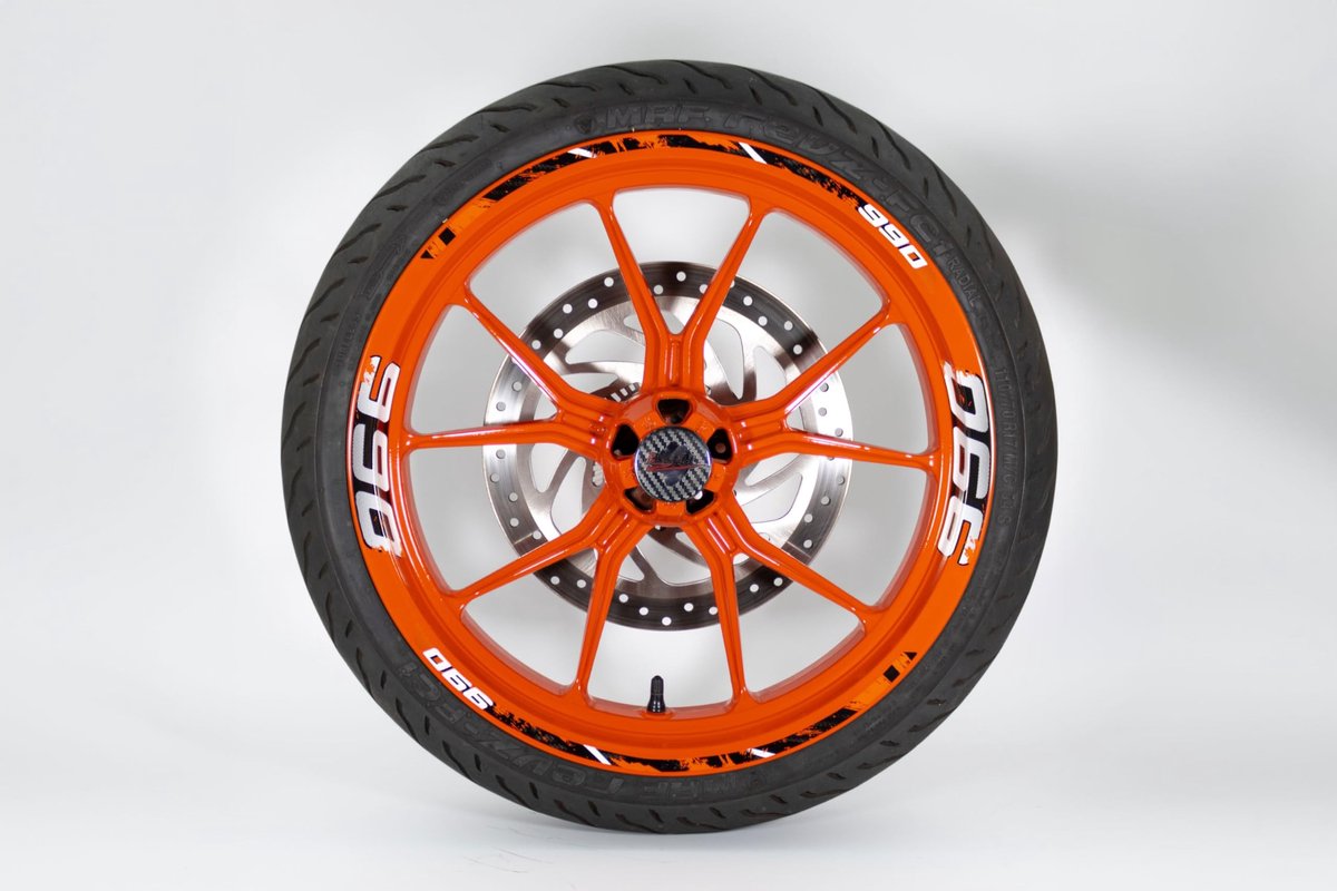 Decoratieve Velgrandstickers - Geschikt voor 990 Duke - Oranje