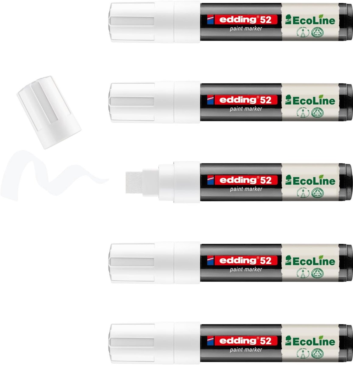 Verfmarkers Set van 5 - Waterbasis, Wedge Tip, Wit