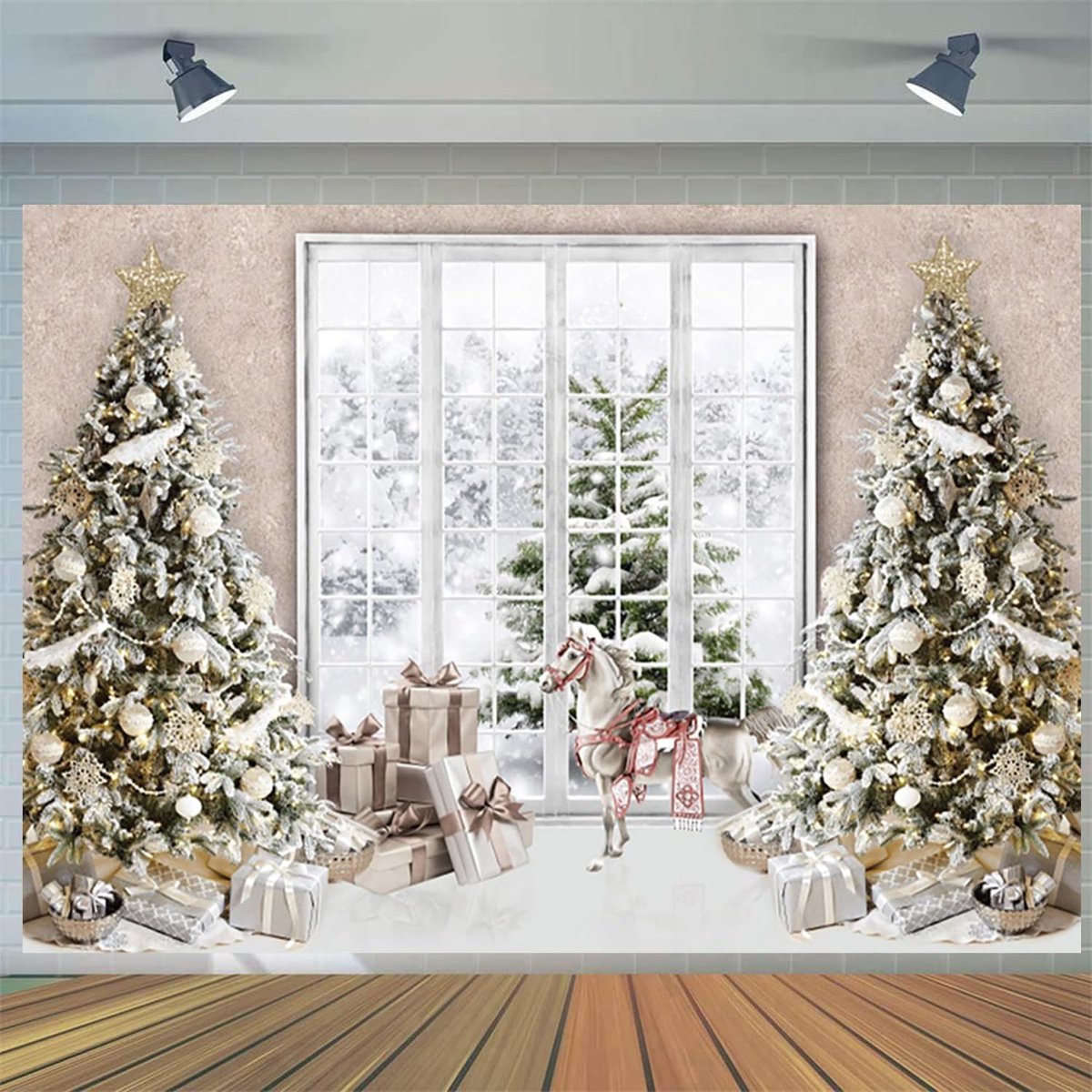 Fotobehang Kerst - 300 x 200 cm - Winterscenario