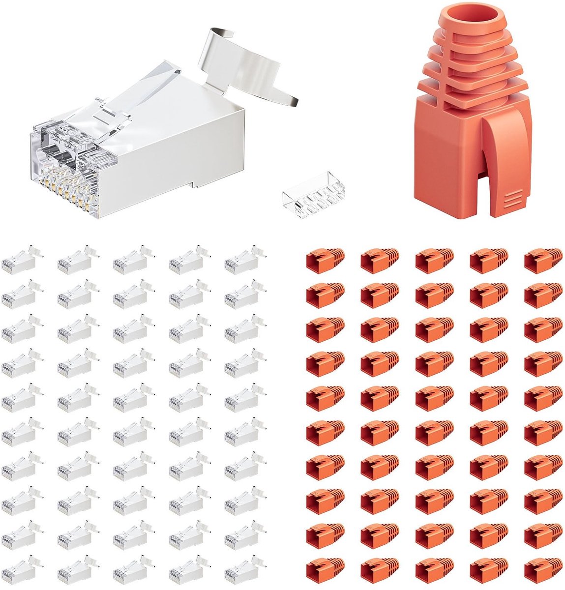 RJ45 Plug 7 - 50 Pack met Gold-Plated en Shielding