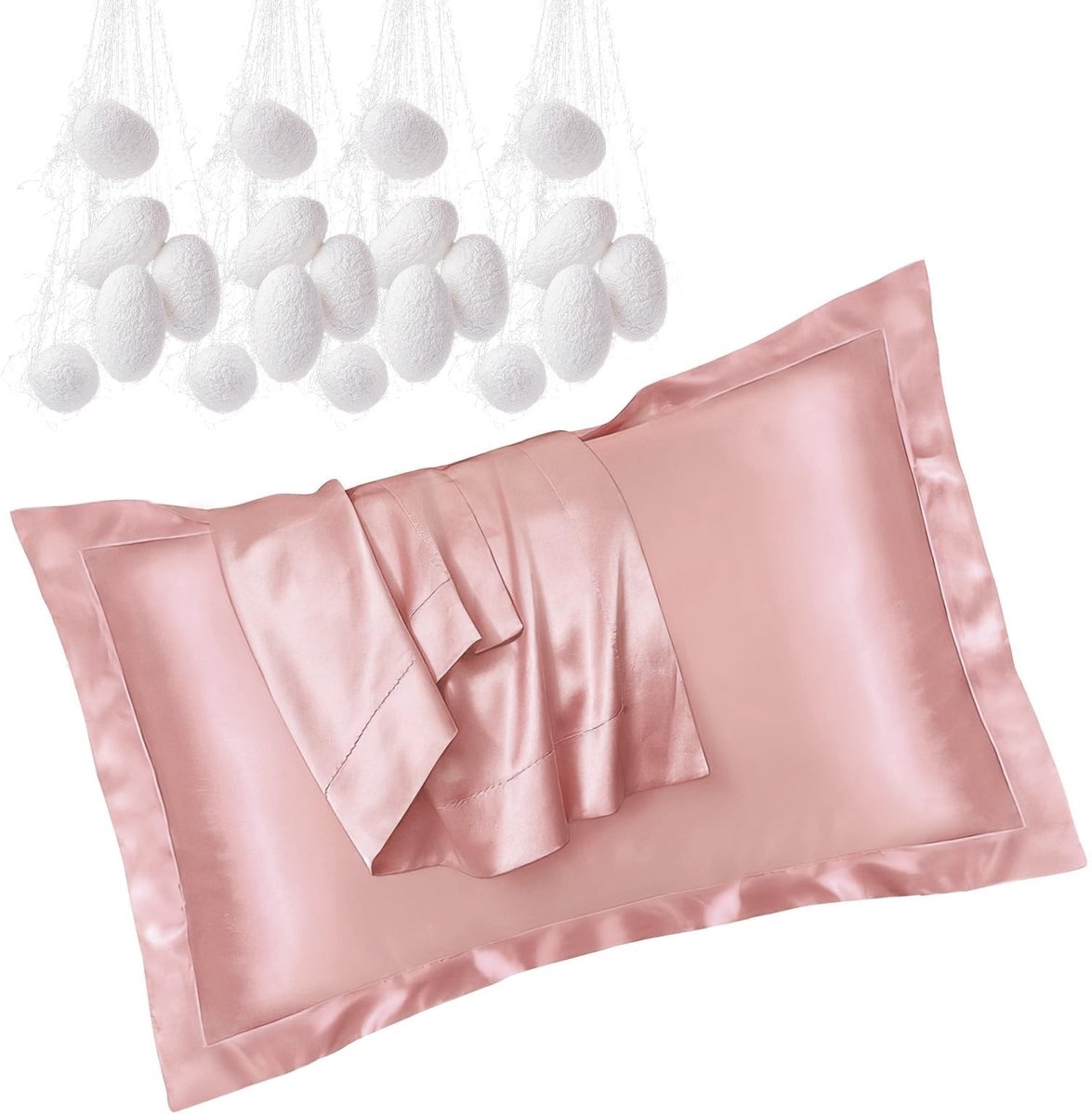 Zijden Kussenslopen Set van 2 - Hypoallergeen en Luxe - 50x80cm - Roze