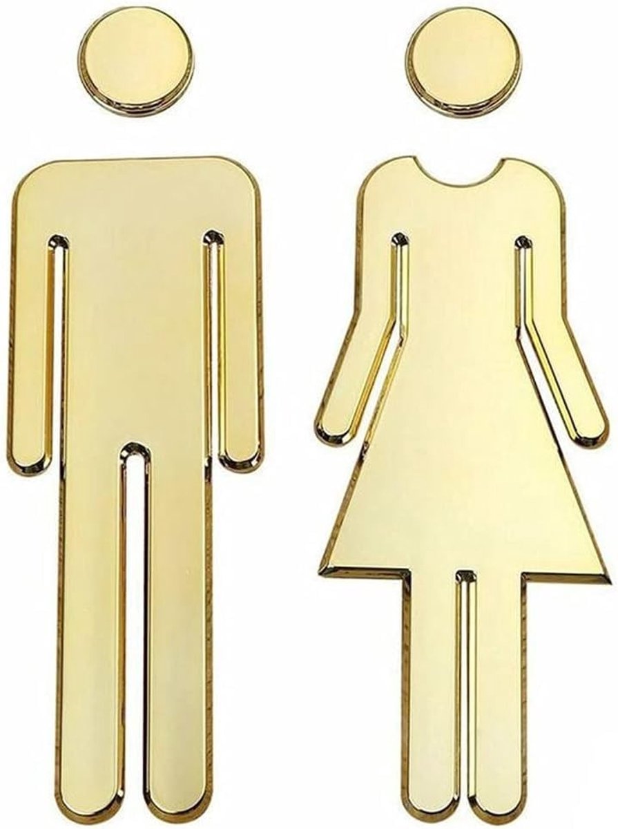 Toiletschild voor mannen en vrouwen - Zelfklevend - Goud