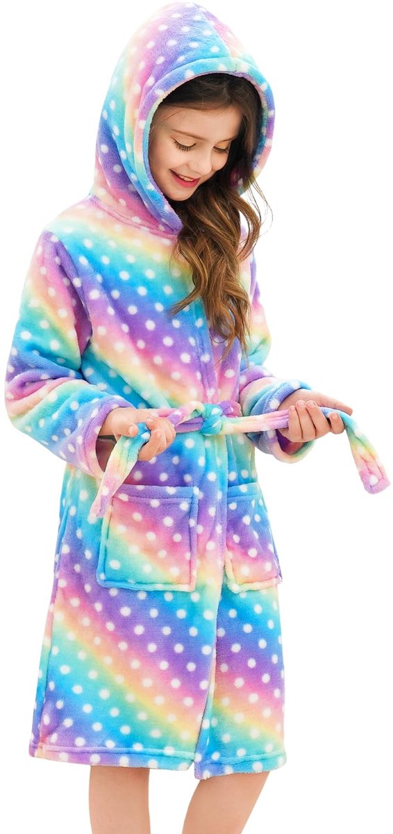 Fleece Badjas voor Meisjes - Kleurige Dots