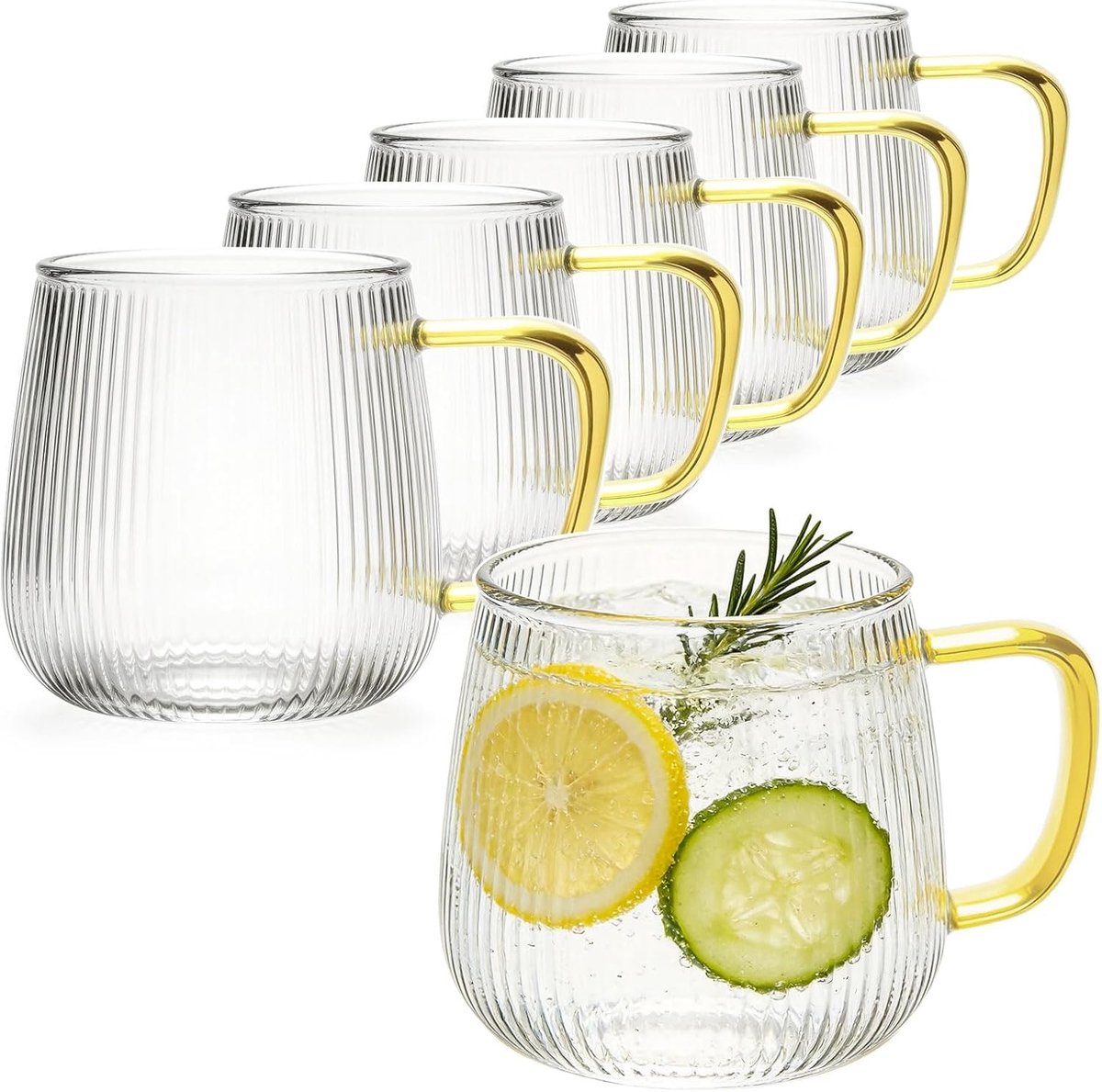 Set van 6 koffieglazen, latte macchiato glazen van 600 ml, vaatwasserbestendig, ideaal voor cappuccino, latte en koude dranken