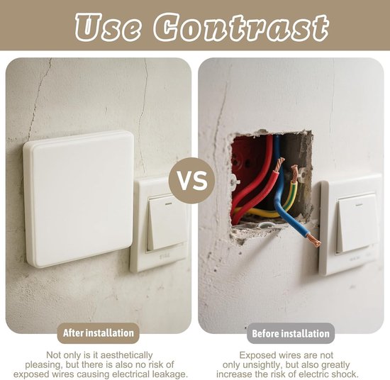 Blinde Dekplaat voor Wandcontactdozen - Set van 2 - 8,7 x 8,7 cm - Vierkante Afdekking voor Ongebruikte Contactdozen en Schakelaars, Ideaal voor Veiligheid en Esthetiek — afbeelding 4