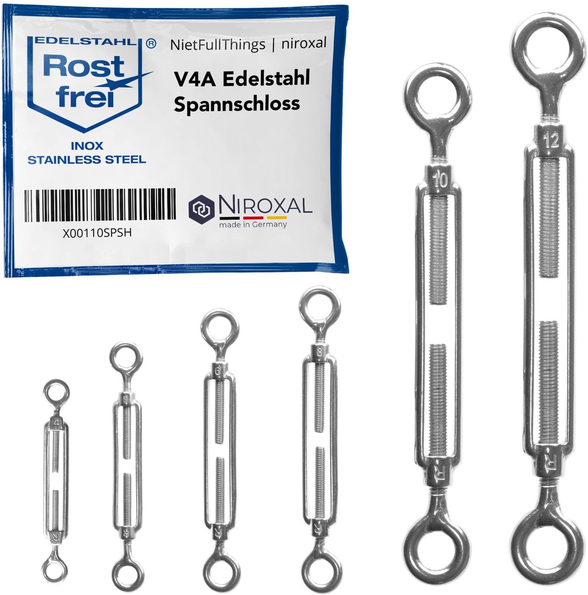 Set van 10 Spanklemmen - M10 met Oog- en Oogverbinding