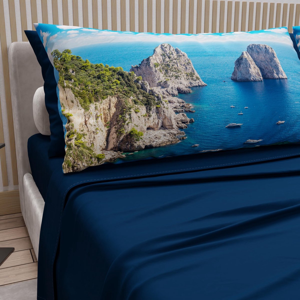 Katoenen Beddengoed Set - Digitale Print - Capri Nachtblauw