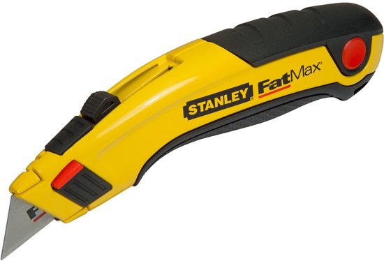 Geel Stanley FatMax uitschuifbaar mes met zwarte grip.