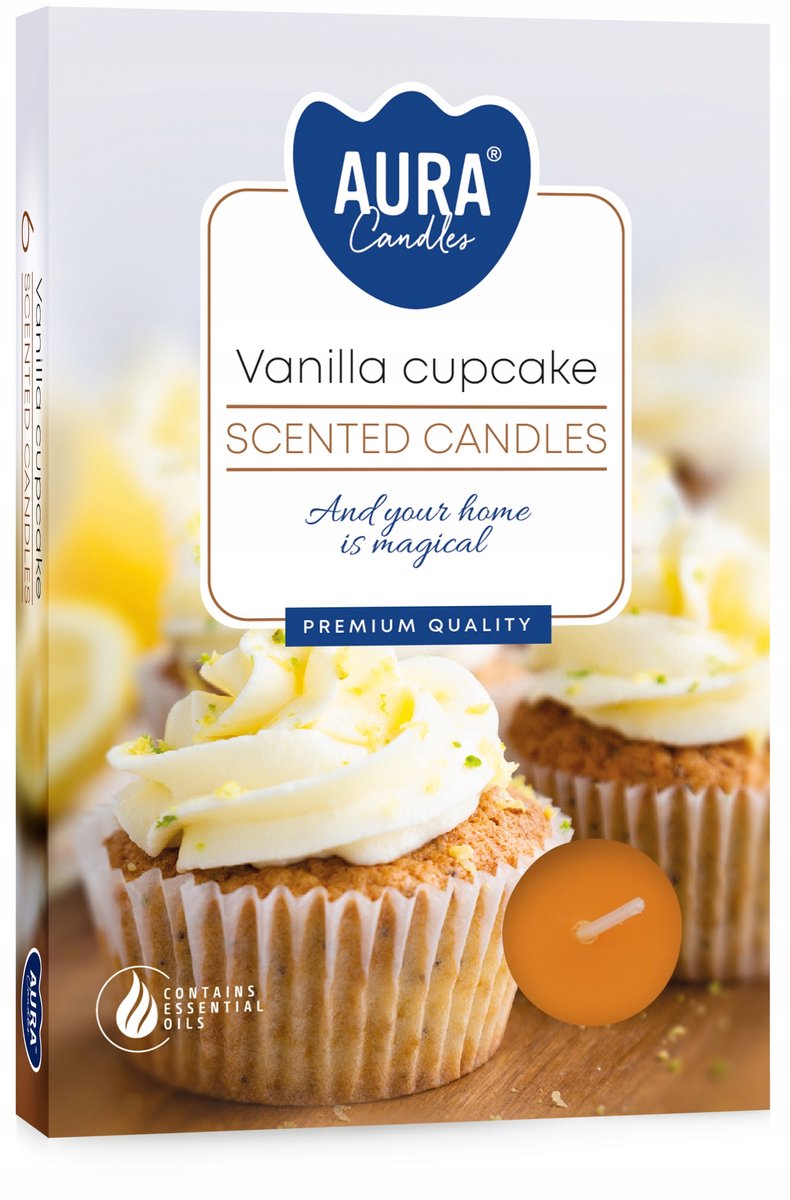 Geurtheelichtjes Vanille Cupcake 6 Stuks