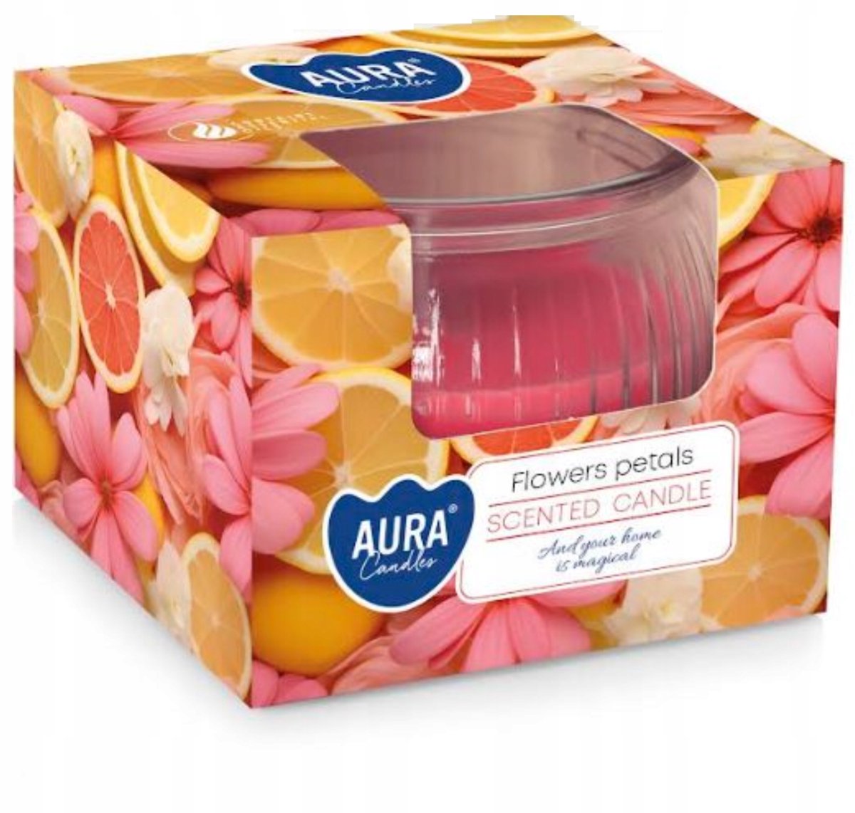 Aura Geurkaars Parelmoer Glas - Bloemig & Fris (ca. 18u)