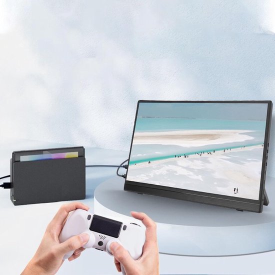 Draagbare Monitor - Extern Beeldscherm - Mobiel Werken - Ingebouwde Batterij - 156 Inch - Zwart — afbeelding 3