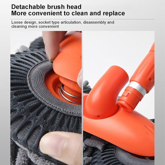 Autowasborstel Lange Steel - Uitschuifbare Borstel Auto - Voertuigen Reinigen - 360 Flexibele Kop - 80-135 cm - Niet gespecificeerd — afbeelding 4
