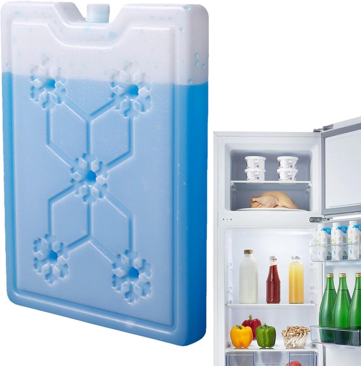 IJspakketten Koelbox - Herbruikbare IJsverpakkingen - Eten Koel Houden - Lekvrij en Duurzaam - Diverse Maten - Wit Sneeuwvlok