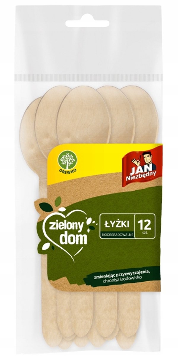 Jan Niezbędny - Houten Wegwerplepels - 12 Stuks - Milieuvriendelijk - Biologisch Afbreekbaar