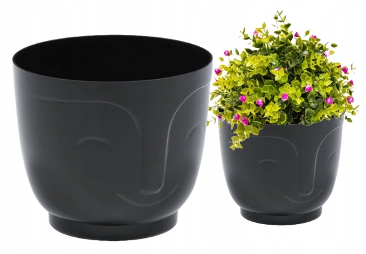 ATENA Pot Zwart Glans Ø14cm H12,2cm - Stijlvolle Kunststof Bloempot