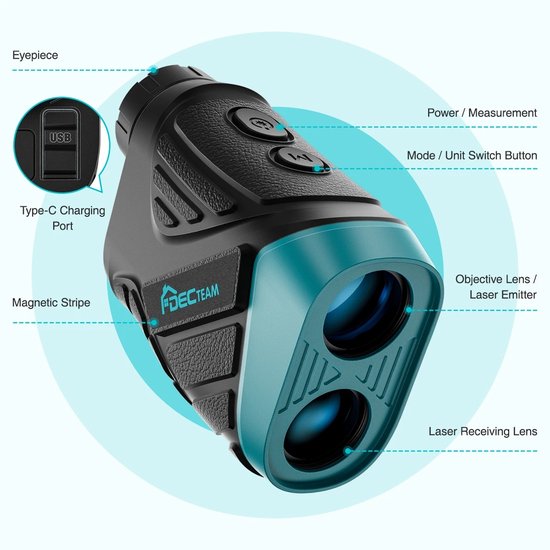 Emvae Golf Rangefinder - Afstandsmeter Golf - Laser Rangefinder Golf - 600m - 6x Zoom - LCD Display - Golftrainingsmateriaal - Golf Accessoires - Laser Rangefinder — afbeelding 2