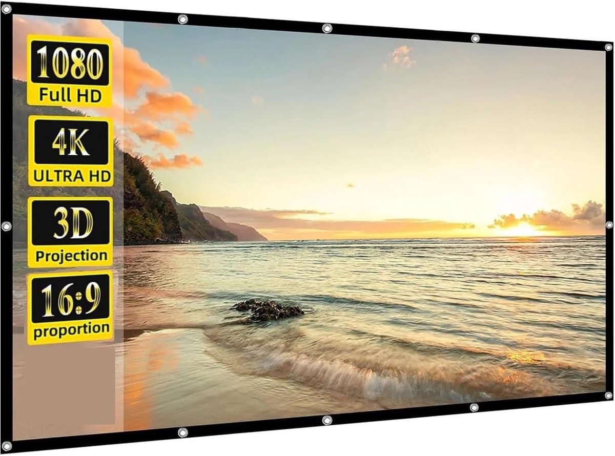 Draagbaar Projectiescherm - Opvouwbaar Scherm Filmdoek - Thuisbioscoop Creëren - Kreukvrij Polyester Materiaal - 100 inch 16:9 - Wit