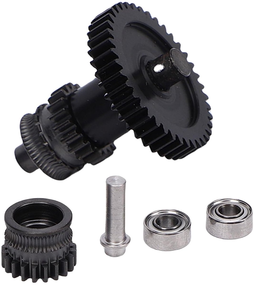 Extruder Tandwiel - Dual Drive Gear - 3D Printen - Gehard Staal DLC Coating - 6x6x3 cm - Zwart