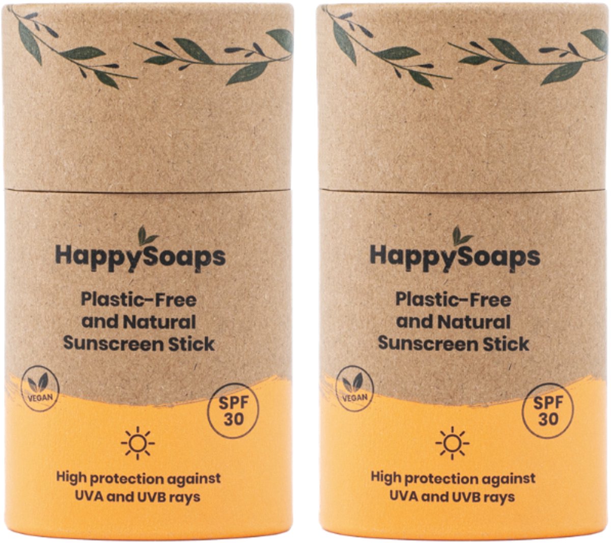HappySoaps - 2x Zonnebrandstick SPF 30 – Plasticvrije Zonbescherming – Voordeelverpakking