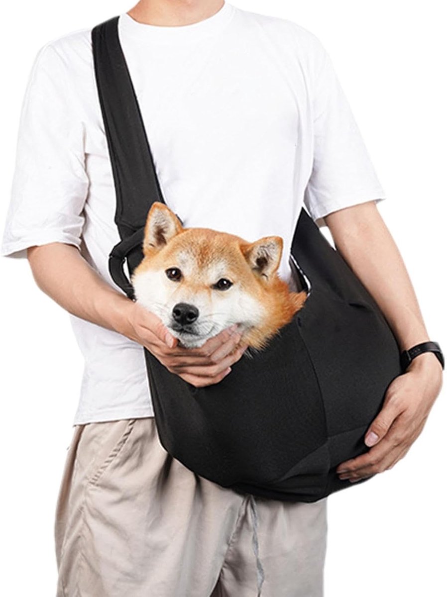 Honden Kattendrager - Draagdoek Sling - Buiten Wandelen - Handsfree Draagbaarheid - 26.5 cm Lengte - Zwart
