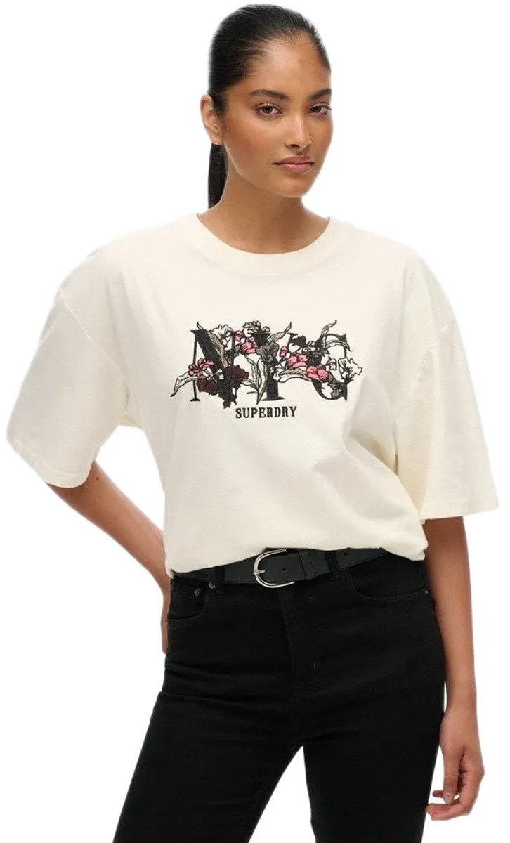 Superdry Night Garden Oversized T-shirt Dames T-shirts Wit