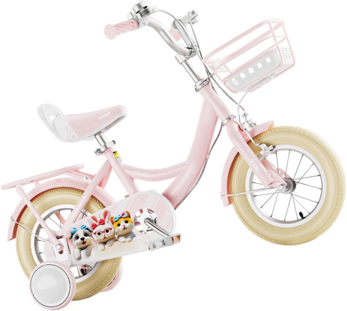 Kinderfiets Meisjesfiets - Peuterfiets Kinderloopfiets - Leren Fietsen - Stabiele Driehoek Steunwielen - 16 inch - Roze