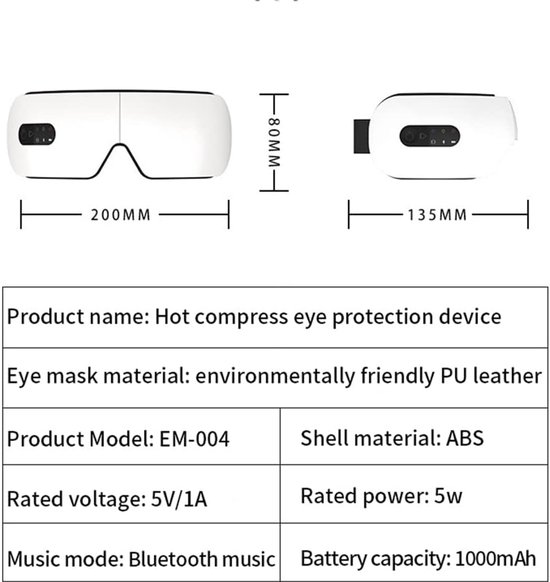 Oog Massager - Oogbeschermer Vibrator - Vermoeide Ogen Verlichten - Met Warmte Compress - 17 x 10 x 5 cm — afbeelding 4