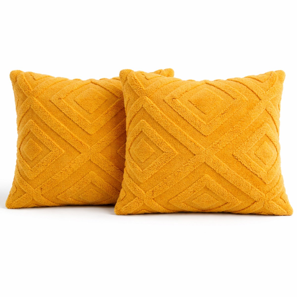 Trovano Sierkussens set van 2 40x40 cm Okergeel | Inclusief binnenkussens | Vierkante, Luxe & Zachte kussens voor Bank & Woonkamer