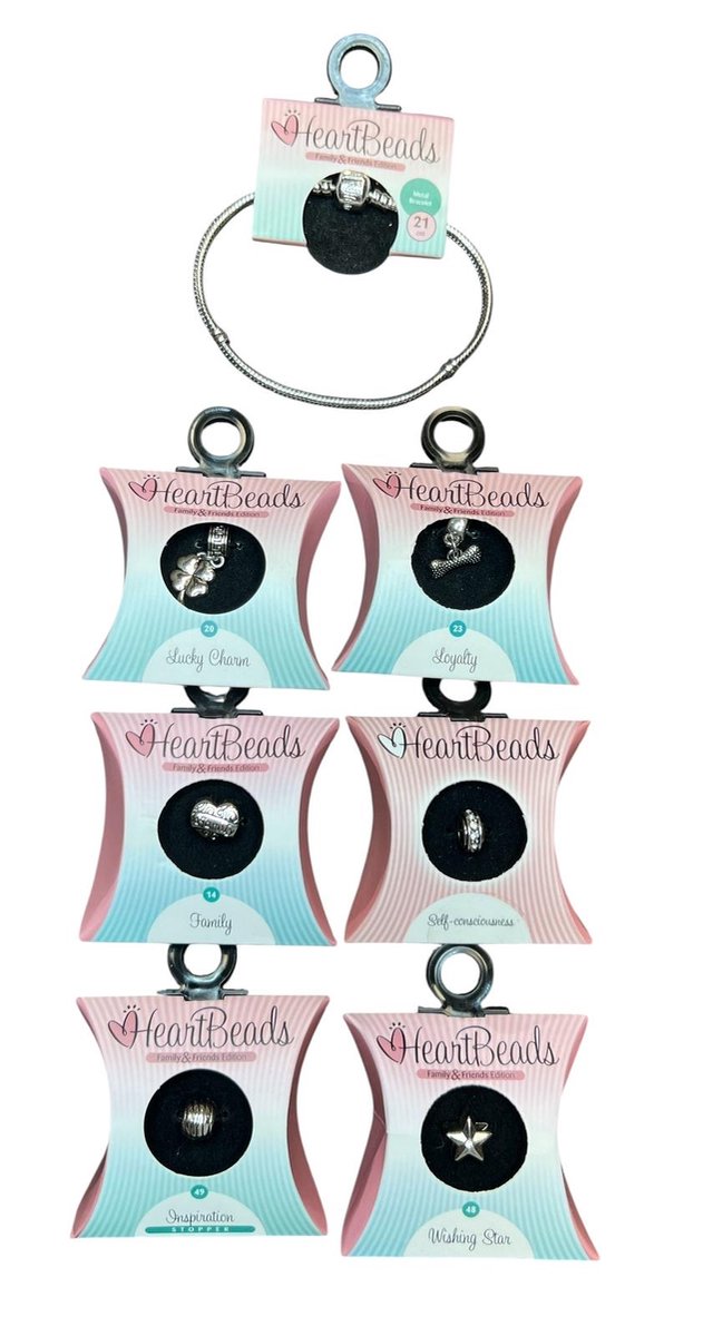 HeartBeads Armband Met 6 Bedels (5 Bedels en 1 Stopper) 21cm Metaal