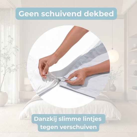 HUSH Living Dekbedovertrek percale - 100% katoen - 200TC - extra fris en koel - sterk en slijtvast - 200x220+20cm - lichtgrijs — afbeelding 3