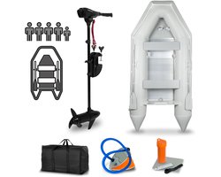 EBERTH opblaasboot met motor, 4 personen, 60 LBS stuwkracht, geen vaarbewijs nodig, visboot met elektrische buitenboordmotor, zitbanken, vaste romp, buitenboordmotor, 2 peddels, pomp, reparatieset, tas